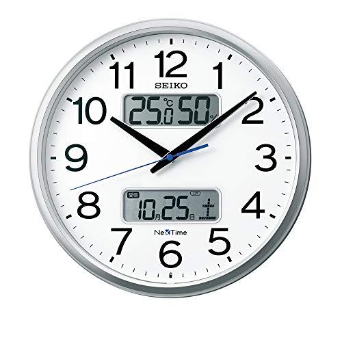 セイコークロック 掛け時計 04:銀色メタリック 01:直径35cm 電波 アナログ カレンダー 温度 湿度 表示 ネクスタイム ZS250S