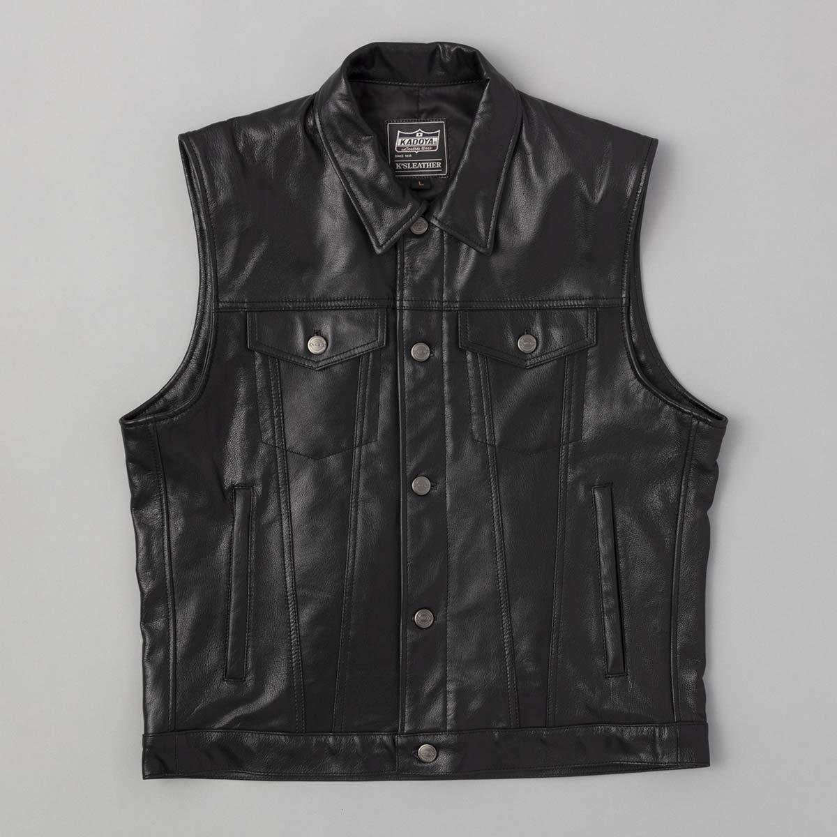 Jh DT LEATHER VEST BK 3L  i:0520-1/BK/3L