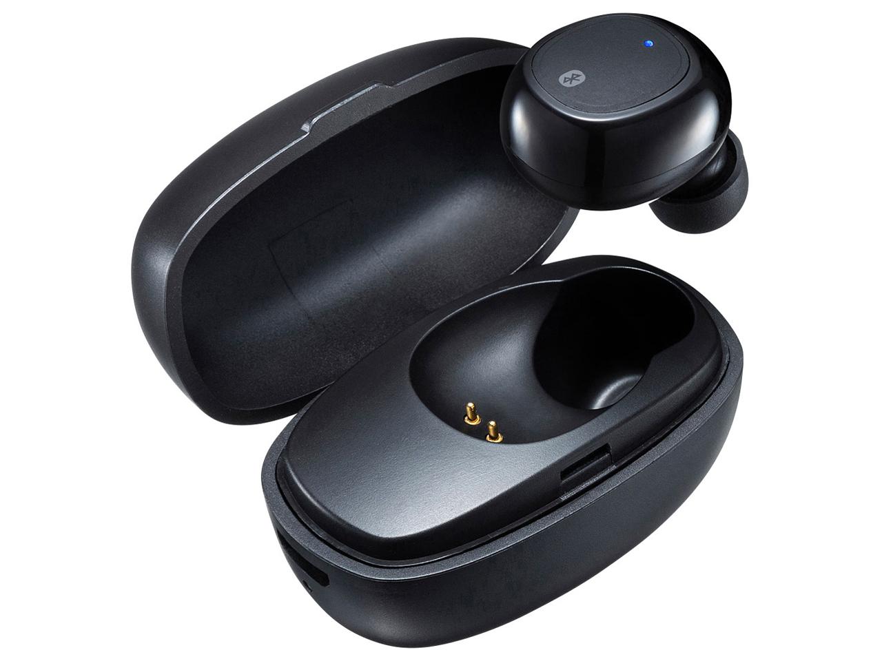  超小型Bluetooth片耳ヘッドセット（充電ケース付き）　MM-BTMH52BK