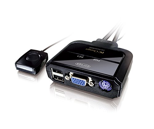 PC2台用 PS/2、USBコンボ、VGA(アナログRGB)対応 パソコン自動切替器(ケーブルタイプ)(CG-PC2KVMNC)