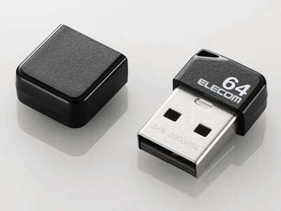 USBメモリ　USB2.0　小型　キャップ付　64GB　ブラック  MF-SU2B64GBK 1個
