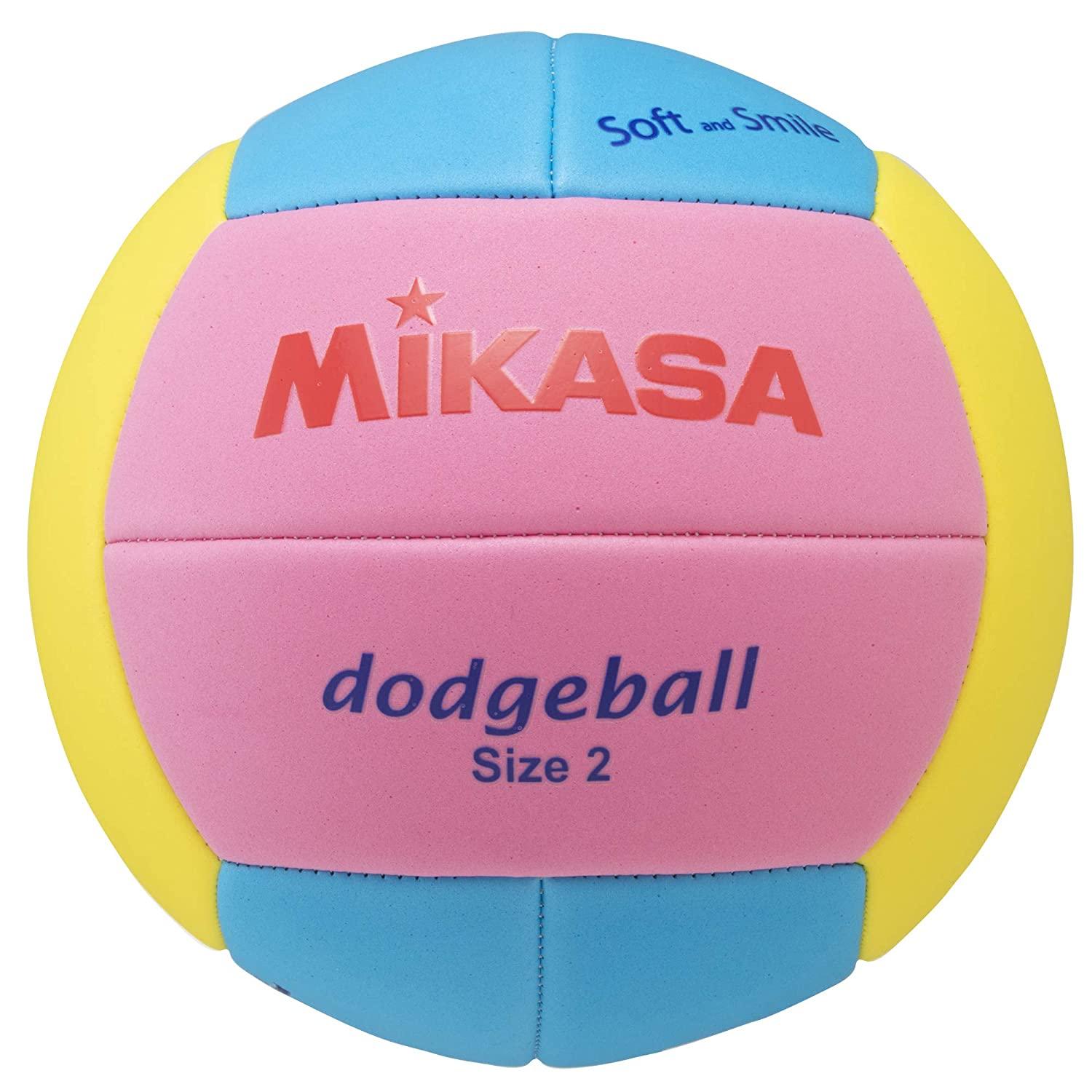  ミカサ(MIKASA)スマイルドッジボール 2号(小学生～幼児向け)マシーン縫い ピンク/ブルー/イエロー STPED2-PSBLY