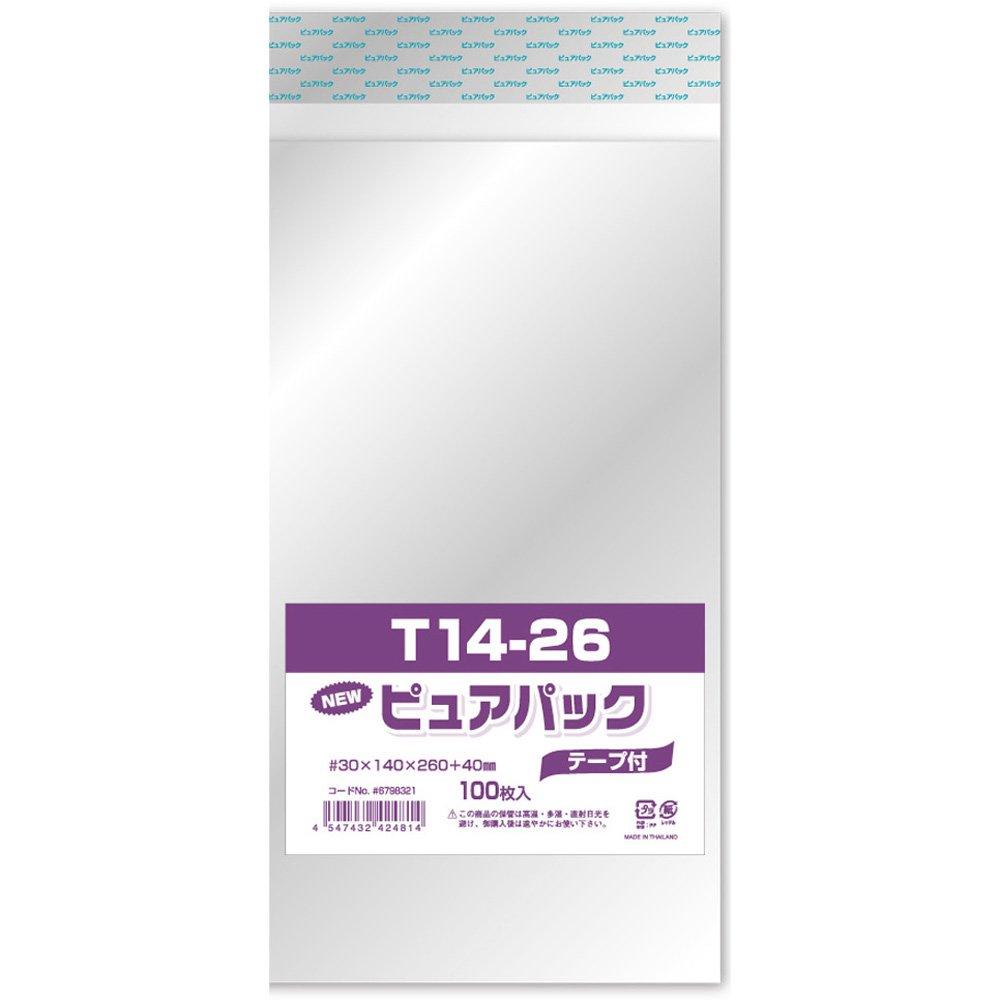 エスティシー 透明 袋 ピュアパック テープ付 T14-26 100枚入