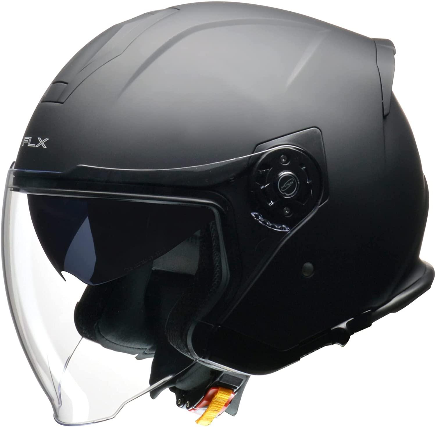 ECJOY!】 リード工業(LEAD) バイク用 インナーシールド付き ジェットヘルメット FLX マットブラック Lサイズ (59-60cm未満 )【特価￥9,675】